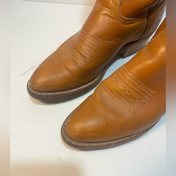 ABILENE Cowboy Boots Womens #7012 Made In USA Size 7.5M Tan Vibram Traction - Picture 2 of 8